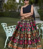 Black Banarasi Silk Zari Weaving Work in Chaniya Choli
