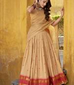 cream woven chanderi ethnic lehenga choli with dupatta