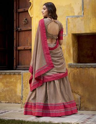chiku embroidered chanderi ethnic lehenga choli with dupatta 3