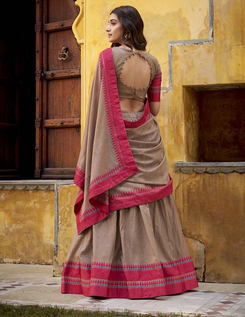 chiku embroidered chanderi ethnic lehenga choli with dupatta