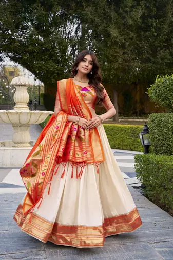 white woven art_silk ethnic lehenga choli with dupatta