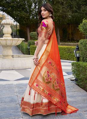 white woven art_silk ethnic lehenga choli with dupatta 4