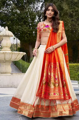 white woven art_silk ethnic lehenga choli with dupatta