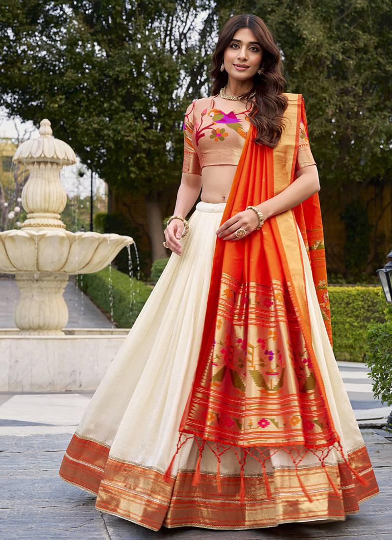 white woven art_silk ethnic lehenga choli with dupatta