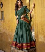 teal woven chanderi ethnic lehenga choli with dupatta