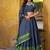 navy blue woven chanderi ethnic lehenga choli with dupatta