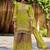 Lemon green printed with handwork natural crepe ethnic kurti set with plazzo
