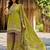 Lemon green printed with handwork natural crepe ethnic kurti set with plazzo