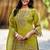 Lemon green printed with handwork natural crepe ethnic kurti set with plazzo
