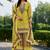 Lemon printed with handwork natural crepe ethnic kurti set with plazzo
