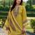 Lemon printed with handwork natural crepe ethnic kurti set with plazzo