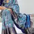 firozi color kalamkari printed with foil work soft dola art silk saree with unstitched blouse