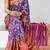 purple color kalamkari printed with foil work soft dola art silk saree with unstitched blouse