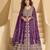 Purple chinon silk heavy embrodiered semi stitched wedding gowns