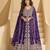 Indigo blue chinon silk heavy embrodiered semi stitched wedding gowns