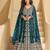 Teal chinon silk heavy embrodiered semi stitched wedding gowns