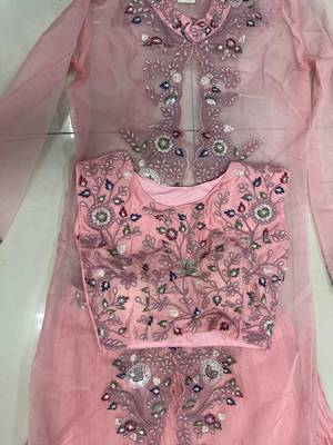 peach chinon silk embroidered ready to wear lehenga with strug 6