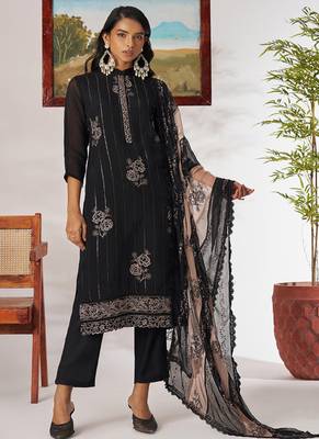 Black organza embroidered salwar suit 2