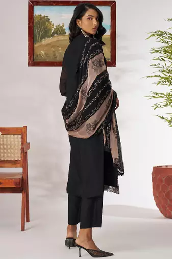 Black organza embroidered salwar suit