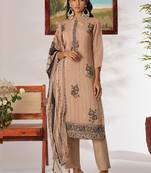 Beige pure organza embroidered designer salwar suit