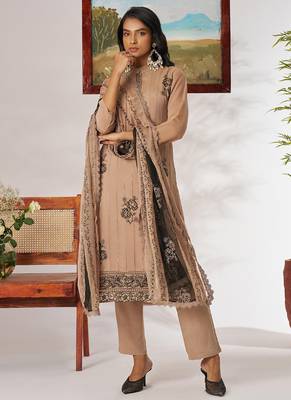 Beige organza embroidered salwar suit 3