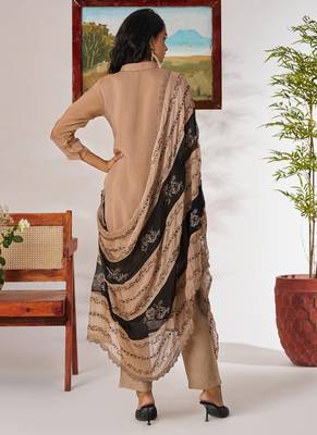 Beige organza embroidered salwar suit 4