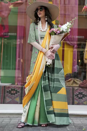 multi colour art silk blend digital print casual classic saree