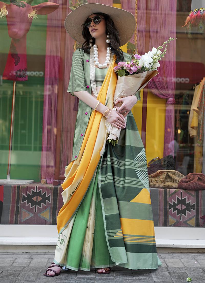 multi colour art silk blend digital print casual classic saree