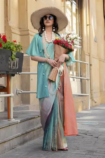 multi colour art silk blend digital print casual classic saree