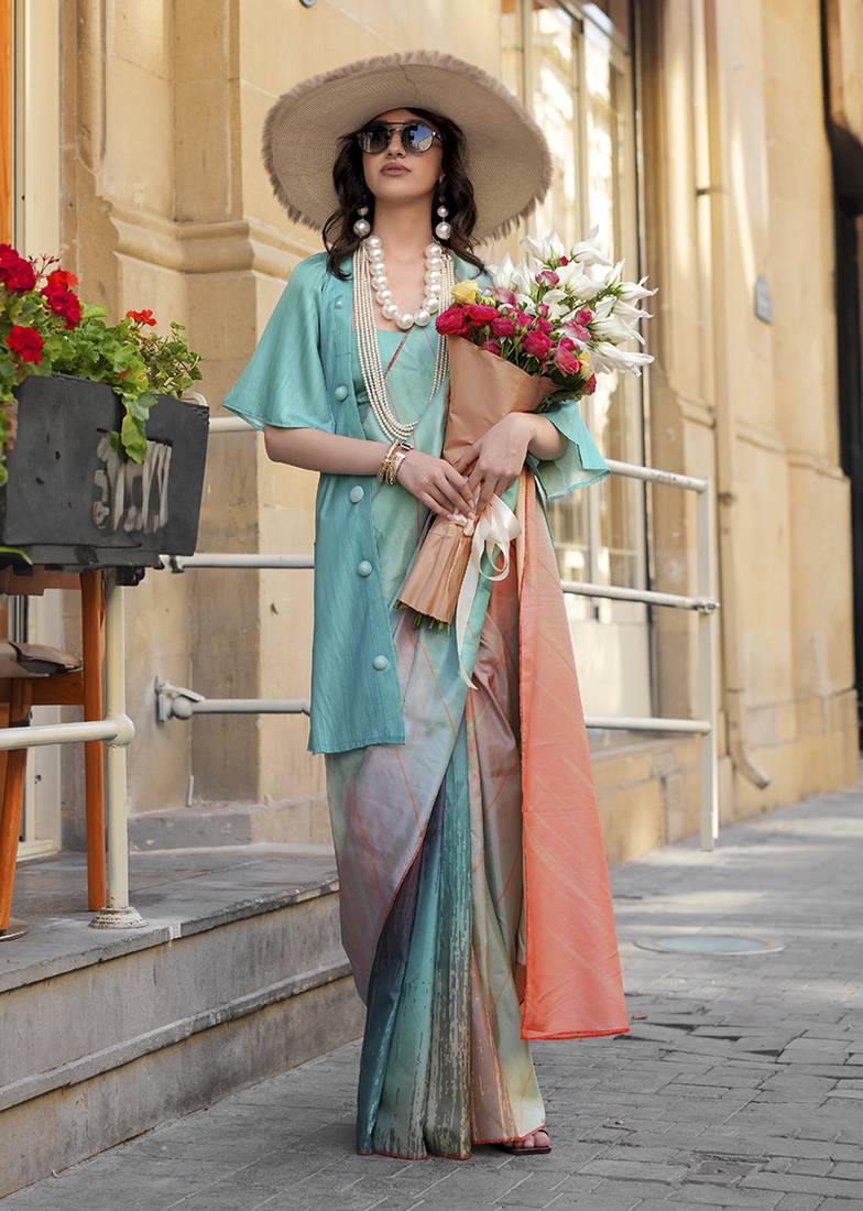 multi colour art silk blend digital print casual classic saree