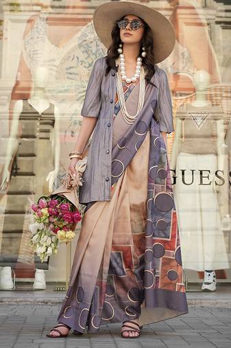 multi colour art silk blend digital print casual classic saree