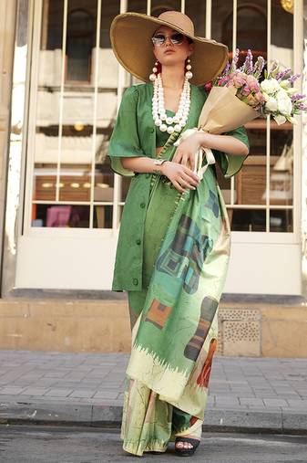 multi colour art silk blend digital print casual classic saree