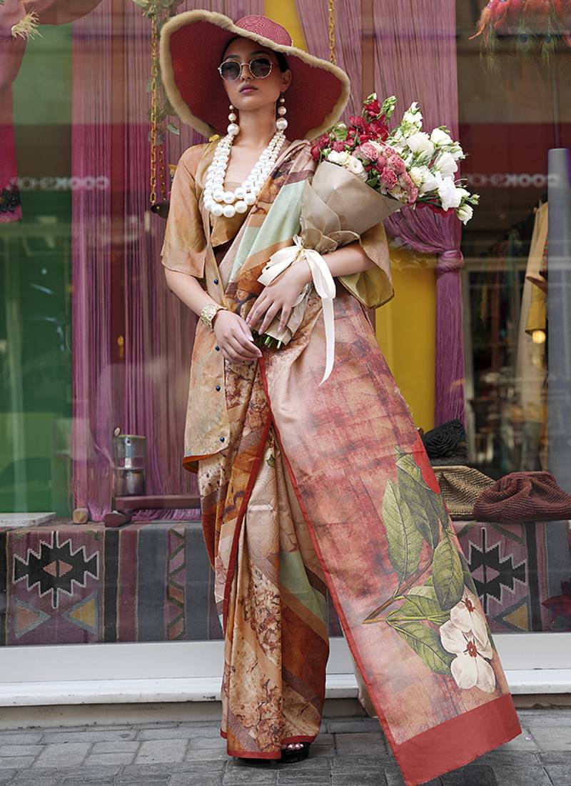 multi colour art silk blend digital print casual classic saree