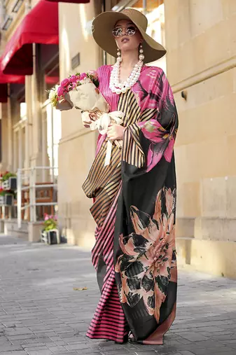 multi colour art silk blend digital print casual classic saree