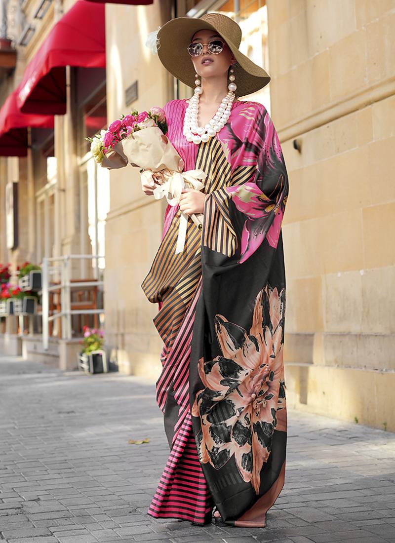 multi colour art silk blend digital print casual classic saree