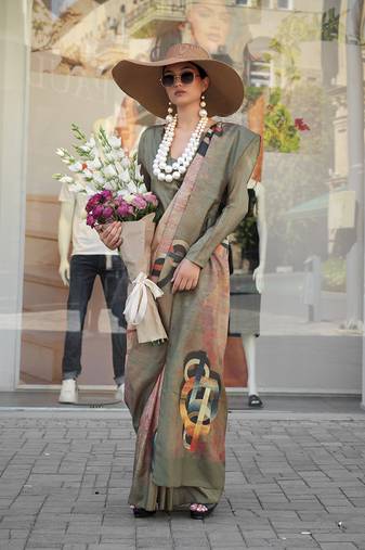 multi colour art silk blend digital print casual classic saree