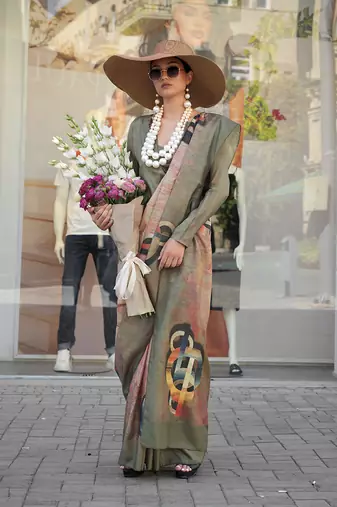 multi colour art silk blend digital print casual classic saree