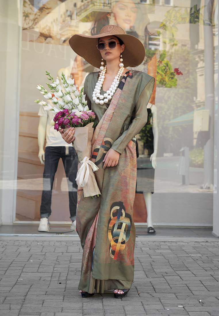 multi colour art silk blend digital print casual classic saree