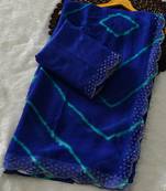 designer georgette saree with elegant design pattern & diamond cutwork border with blouse piece