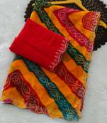 designer georgette saree with elegant design pattern & diamond cutwork border with blouse piece