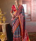 multicolor art silk blend patola print saree for wedding & festive wear