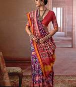 multicolor art silk blend patola print saree for wedding & festive wear