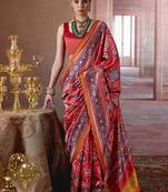 multicolor art silk blend patola print saree for wedding & festive wear