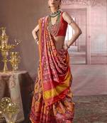 multicolor art silk blend patola print saree for wedding & festive wear
