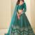 Teal Velvet Embroidered Sequins Work A Line Lehenga Choli