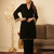 Black Velvet Short Kurta Palazzo Set with Gotta Lace Work