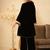 Black Velvet Short Kurta Palazzo Set with Gotta Lace Work