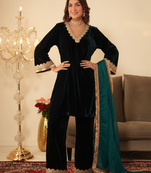 Bottle Green Lace Gotta Work Kurta set