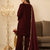 Maroon Ethnic Lace Work Ready to Wear 3 Pc Kurta Palazzo Set