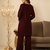 Maroon Ethnic Lace Work Ready to Wear 3 Pc Kurta Palazzo Set